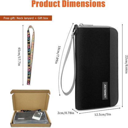 Passport Holder Family with RFID Blocking, Passport Wallet Women Men, Travel Document Organizer with Wrist Strap Holds Multiple Passports & Boarding Passes (Purple)