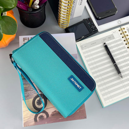 Passport Holder Family with RFID Blocking, Passport Wallet Women Men, Travel Document Organizer with Wrist Strap Holds Multiple Passports & Boarding Passes (Purple)