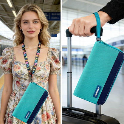 Passport Holder Family with RFID Blocking, Passport Wallet Women Men, Travel Document Organizer with Wrist Strap Holds Multiple Passports & Boarding Passes (Purple)