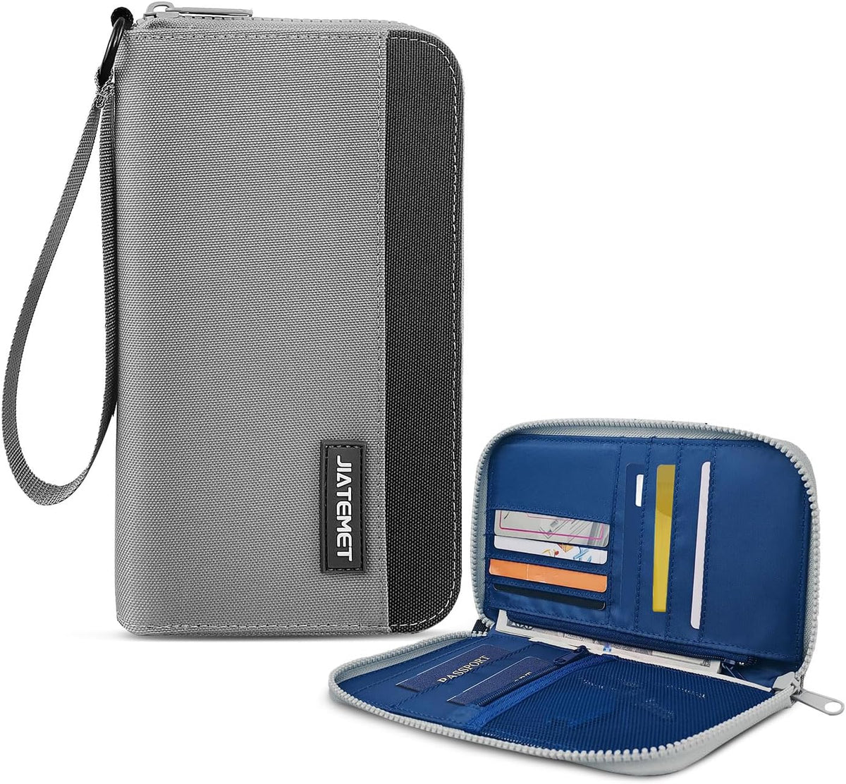 Passport Holder Family with RFID Blocking, Passport Wallet Women Men, Travel Document Organizer with Wrist Strap Holds Multiple Passports & Boarding Passes (Purple)