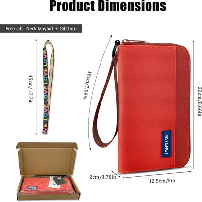 Passport Holder Family with RFID Blocking, Passport Wallet Women Men, Travel Document Organizer with Wrist Strap Holds Multiple Passports & Boarding Passes (Purple)
