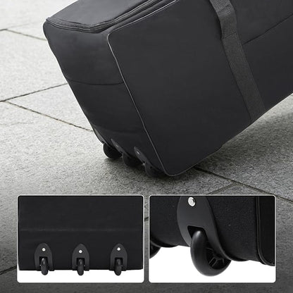 140L Large Collapsible Rolling Duffel Bag with Wheels for Vacation | Foldable 1680D Oxford Heavy Duty Extra Large Wheeled Roller Duffle Bag for Men Women Luggage, Large Capacity, Black