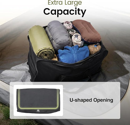 140L Large Collapsible Rolling Duffel Bag with Wheels for Vacation | Foldable 1680D Oxford Heavy Duty Extra Large Wheeled Roller Duffle Bag for Men Women Luggage, Large Capacity, Black