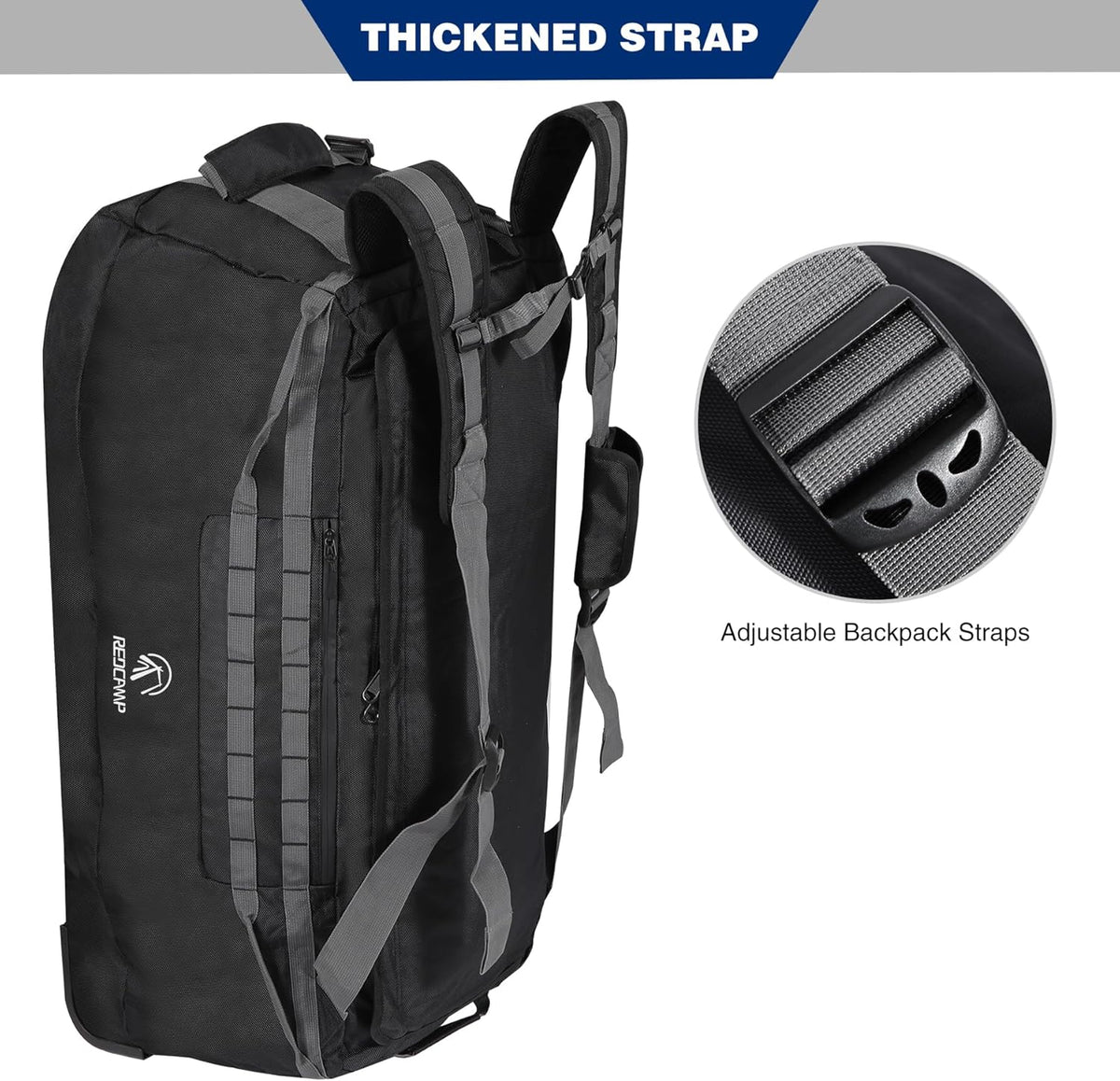 140L Large Collapsible Rolling Duffel Bag with Wheels for Vacation | Foldable 1680D Oxford Heavy Duty Extra Large Wheeled Roller Duffle Bag for Men Women Luggage, Large Capacity, Black