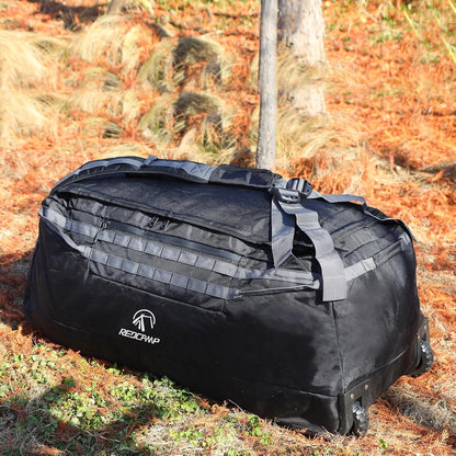 140L Large Collapsible Rolling Duffel Bag with Wheels for Vacation | Foldable 1680D Oxford Heavy Duty Extra Large Wheeled Roller Duffle Bag for Men Women Luggage, Large Capacity, Black