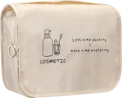 Toiletry Bag, Large Capacity Hanging Makeup Bag with Waterproof PVC Compartment, Travel Cosmetic Organizer for Women, Makeup Lovers, Cruise, Gym, and Family Trips, Blue