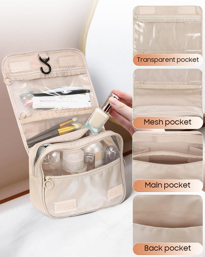 Toiletry Bag, Large Capacity Hanging Makeup Bag with Waterproof PVC Compartment, Travel Cosmetic Organizer for Women, Makeup Lovers, Cruise, Gym, and Family Trips, Blue