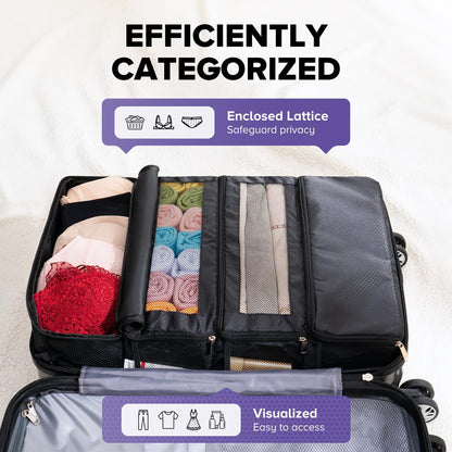 Suitcase Organizer, Travel Luggage Organizer Hanging Shelves Packing Cube Closet/Collapsible Portable Travel Organizer for Carry-on