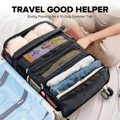 Suitcase Organizer, Travel Luggage Organizer Hanging Shelves Packing Cube Closet/Collapsible Portable Travel Organizer for Carry-on