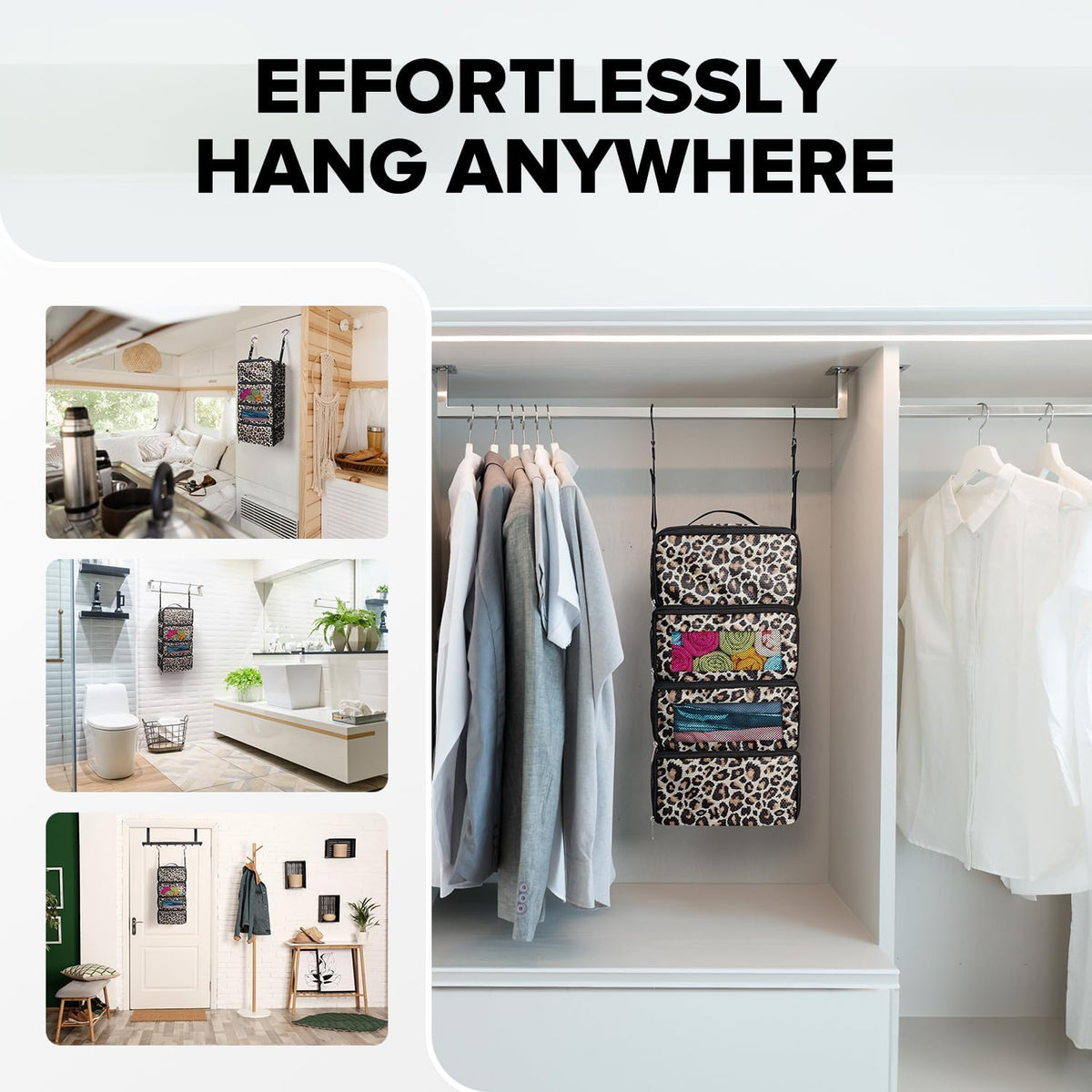 Suitcase Organizer, Travel Luggage Organizer Hanging Shelves Packing Cube Closet/Collapsible Portable Travel Organizer for Carry-on