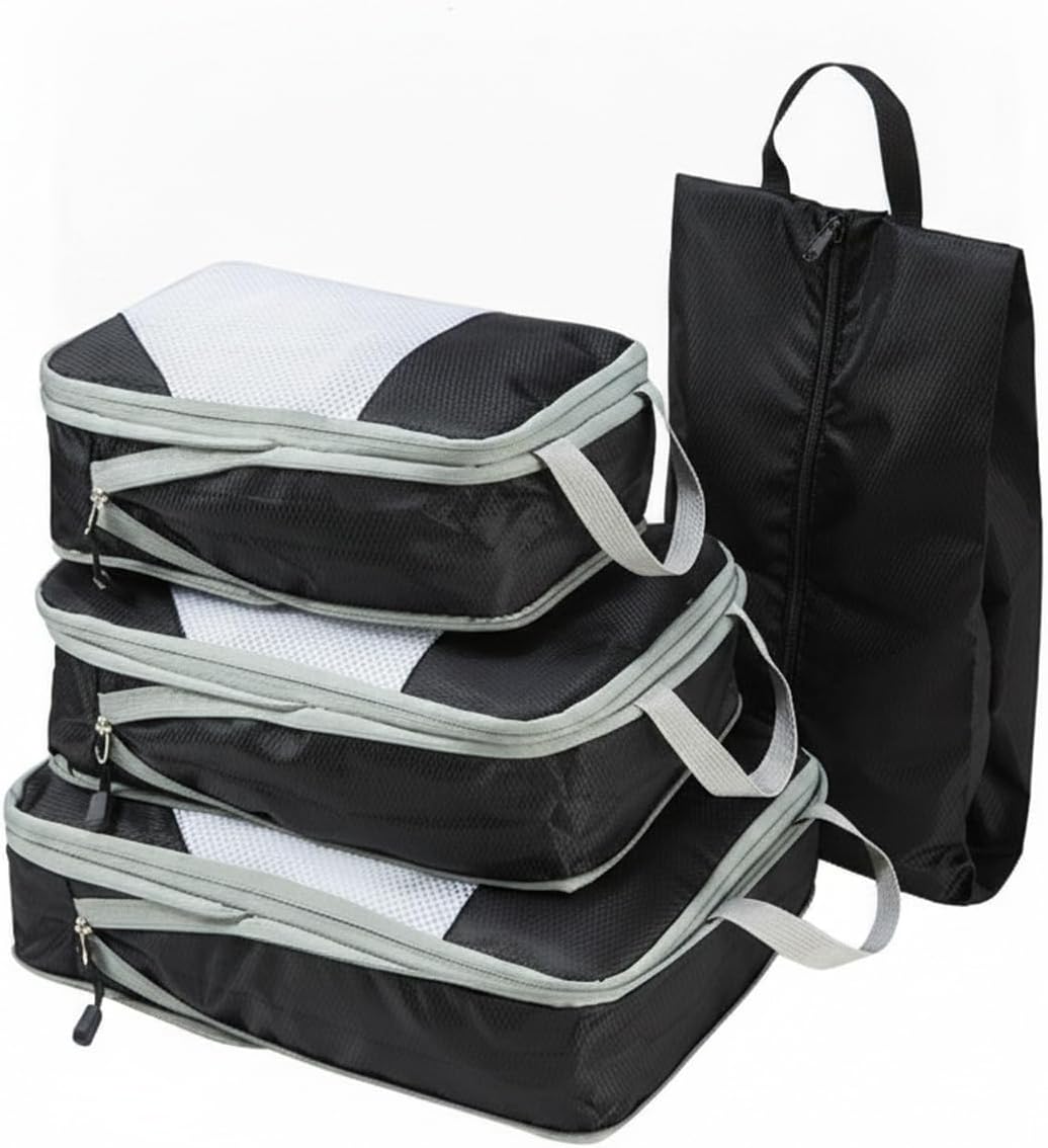 Compression Packing Cubes, Oxford Cloth Travel Organizers for Luggage, 4-Pack Carry-On Space Savers (Set of 4)