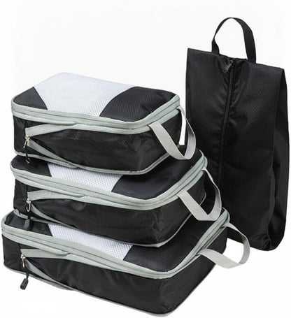 Compression Packing Cubes, Oxford Cloth Travel Organizers for Luggage, 4-Pack Carry-On Space Savers (Set of 4)