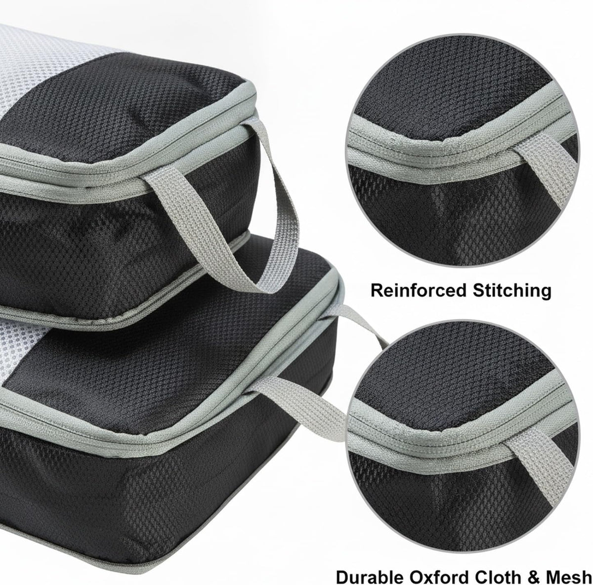 Compression Packing Cubes, Oxford Cloth Travel Organizers for Luggage, 4-Pack Carry-On Space Savers (Set of 4)