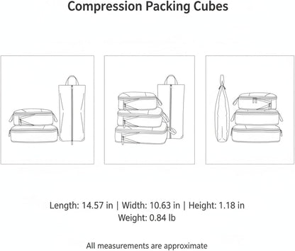 Compression Packing Cubes, Oxford Cloth Travel Organizers for Luggage, 4-Pack Carry-On Space Savers (Set of 4)