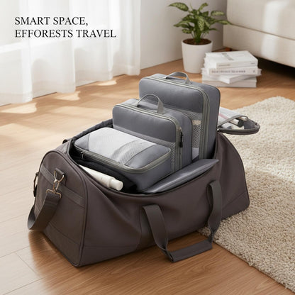 Compression Packing Cubes, Oxford Cloth Travel Organizers for Luggage, 4-Pack Carry-On Space Savers (Set of 4)