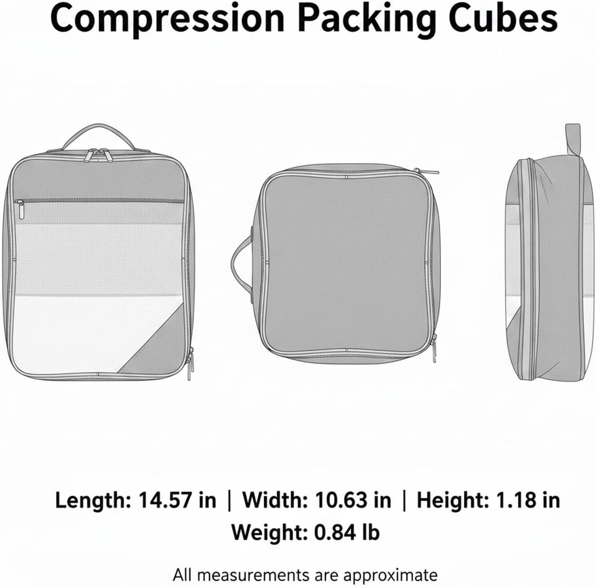 Compression Packing Cubes, Oxford Cloth Travel Organizers for Luggage, 4-Pack Carry-On Space Savers (Set of 4)