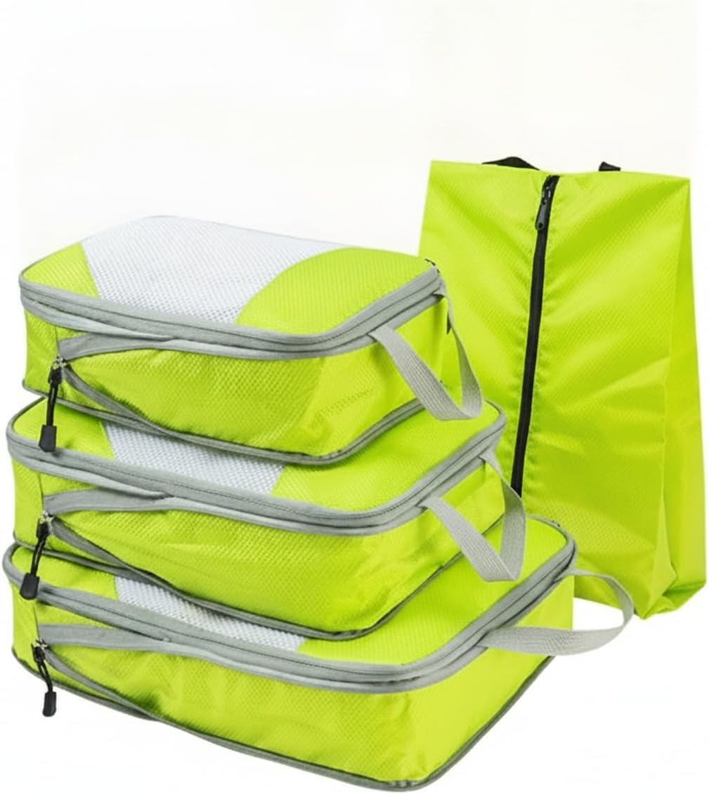 Compression Packing Cubes, Oxford Cloth Travel Organizers for Luggage, 4-Pack Carry-On Space Savers (Set of 4)
