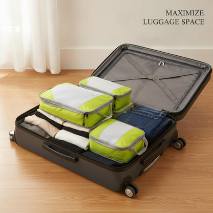 Compression Packing Cubes, Oxford Cloth Travel Organizers for Luggage, 4-Pack Carry-On Space Savers (Set of 4)