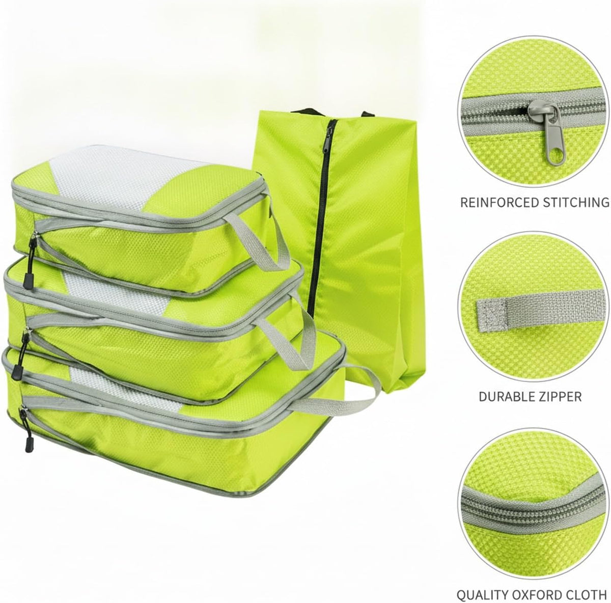 Compression Packing Cubes, Oxford Cloth Travel Organizers for Luggage, 4-Pack Carry-On Space Savers (Set of 4)