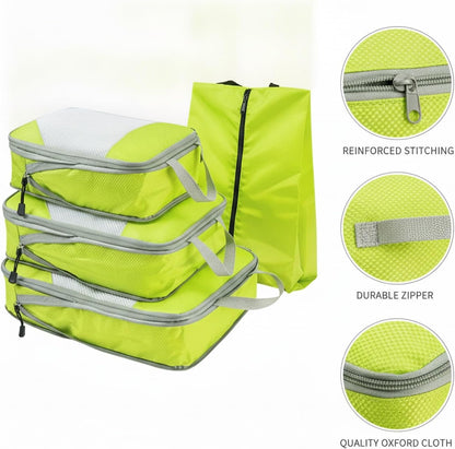 Compression Packing Cubes, Oxford Cloth Travel Organizers for Luggage, 4-Pack Carry-On Space Savers (Set of 4)