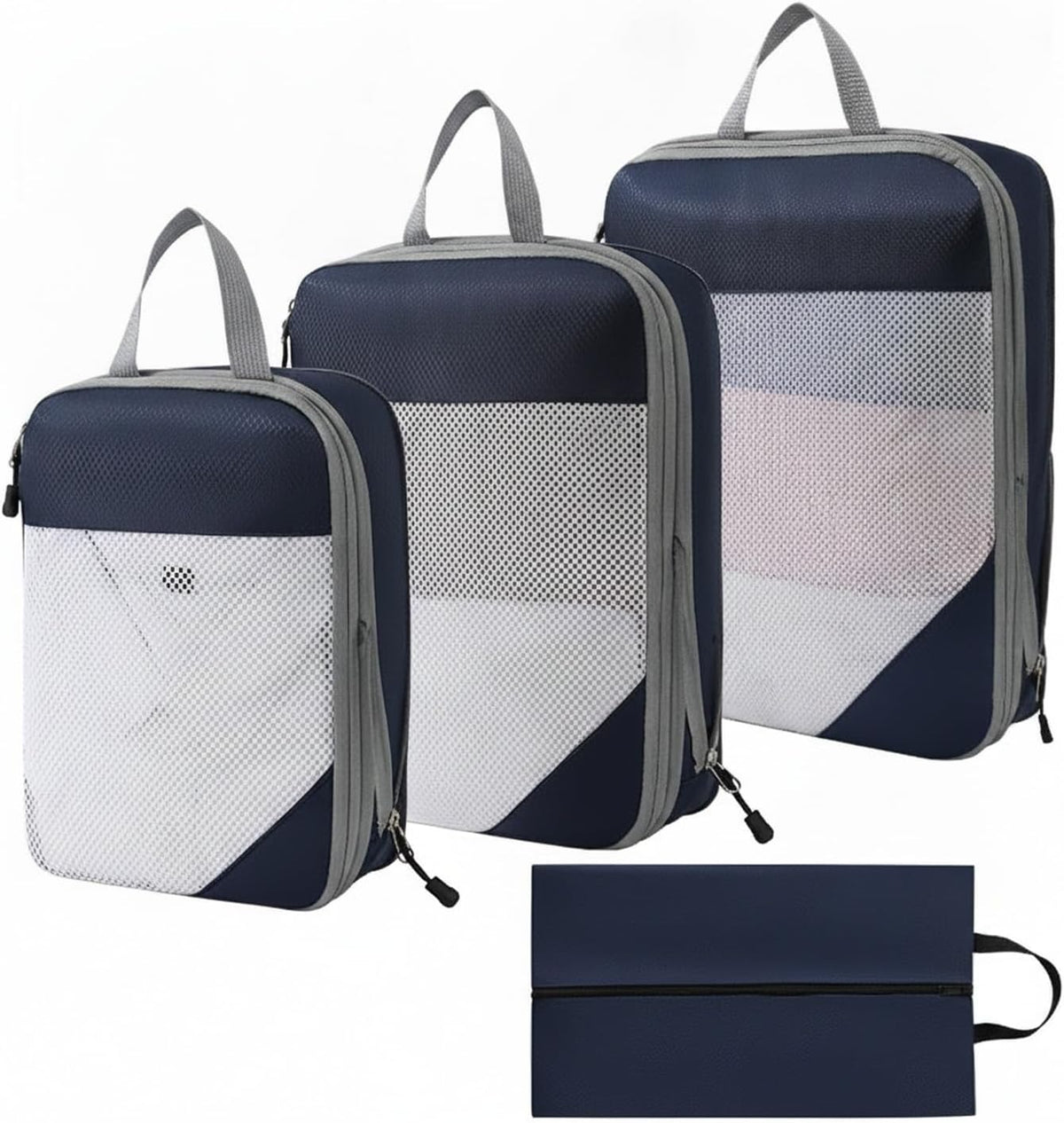 Compression Packing Cubes, Oxford Cloth Travel Organizers for Luggage, 4-Pack Carry-On Space Savers (Set of 4)
