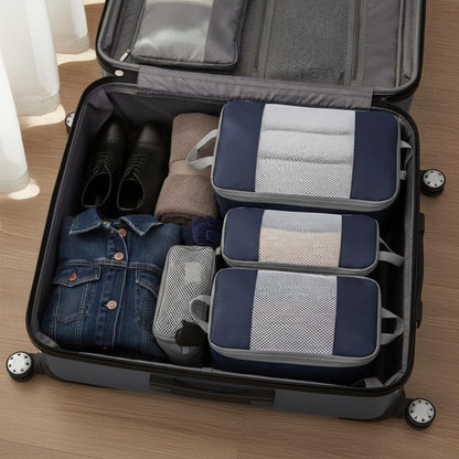 Compression Packing Cubes, Oxford Cloth Travel Organizers for Luggage, 4-Pack Carry-On Space Savers (Set of 4)