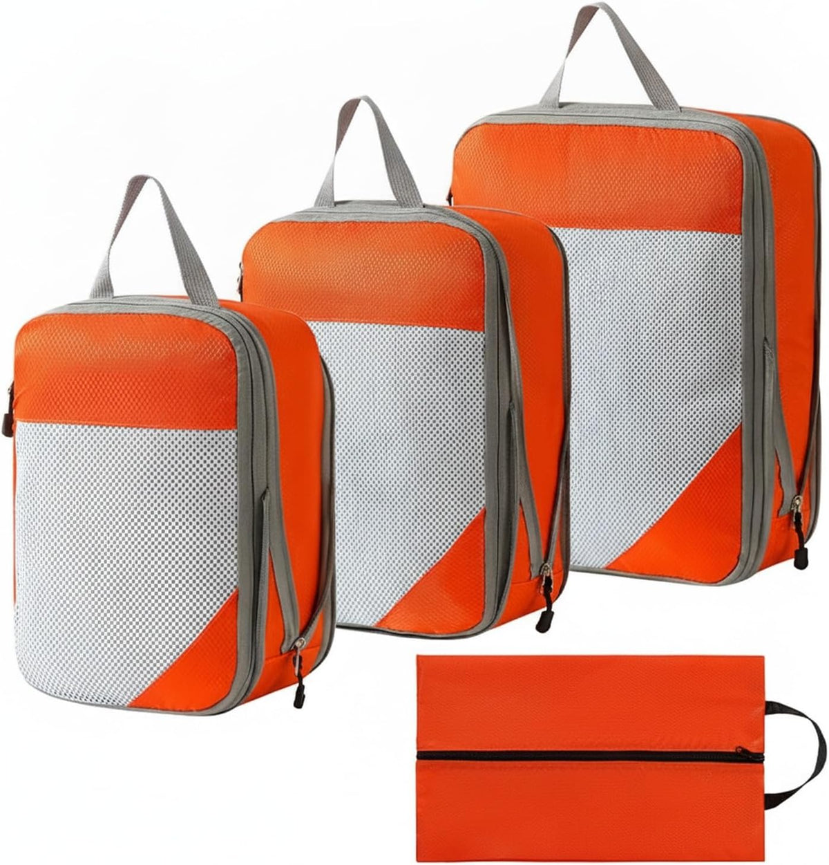 Compression Packing Cubes, Oxford Cloth Travel Organizers for Luggage, 4-Pack Carry-On Space Savers (Set of 4)