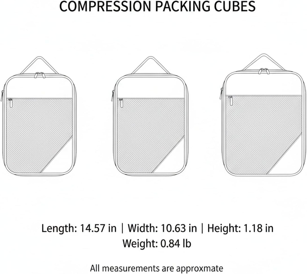 Compression Packing Cubes, Oxford Cloth Travel Organizers for Luggage, 4-Pack Carry-On Space Savers (Set of 4)