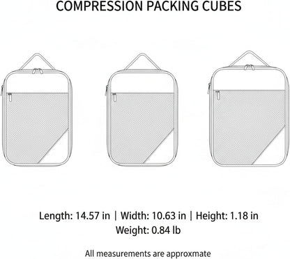 Compression Packing Cubes, Oxford Cloth Travel Organizers for Luggage, 4-Pack Carry-On Space Savers (Set of 4)