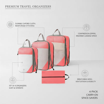 Compression Packing Cubes, Oxford Cloth Travel Organizers for Luggage, 4-Pack Carry-On Space Savers (Set of 4)