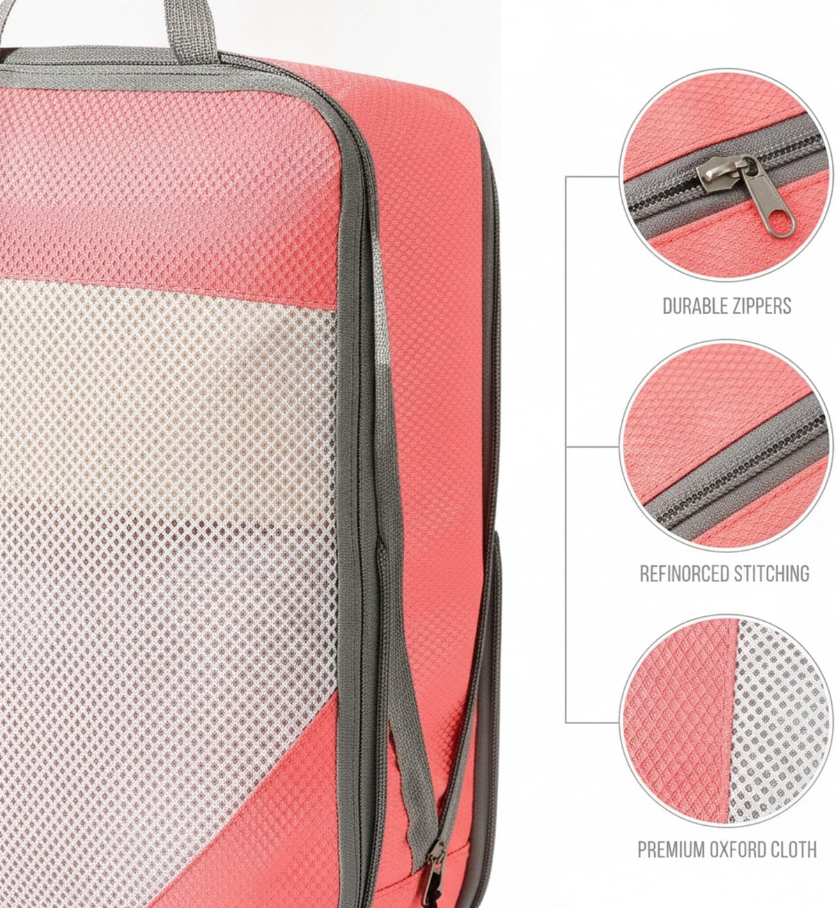Compression Packing Cubes, Oxford Cloth Travel Organizers for Luggage, 4-Pack Carry-On Space Savers (Set of 4)