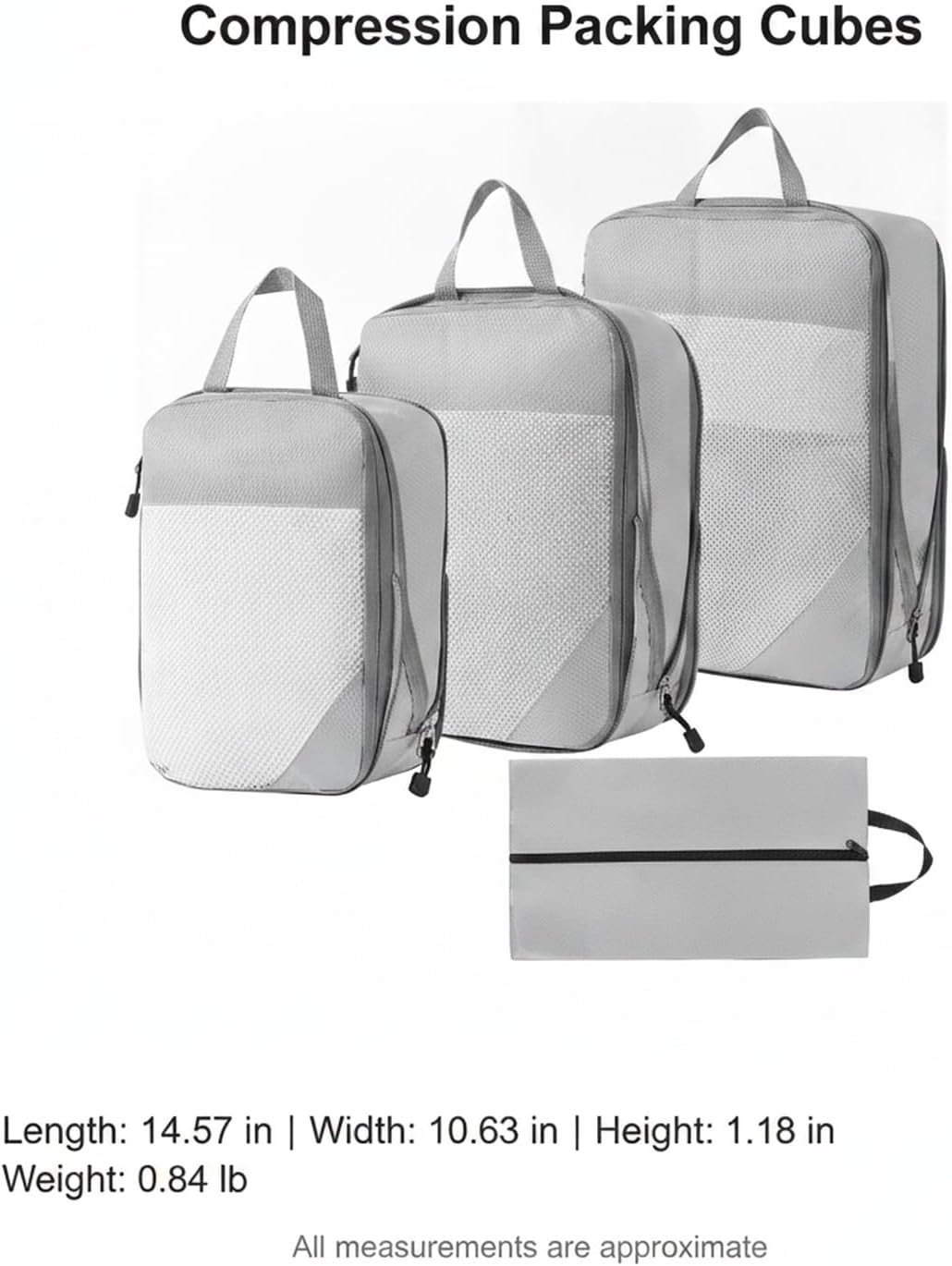 Compression Packing Cubes, Oxford Cloth Travel Organizers for Luggage, 4-Pack Carry-On Space Savers (Set of 4)