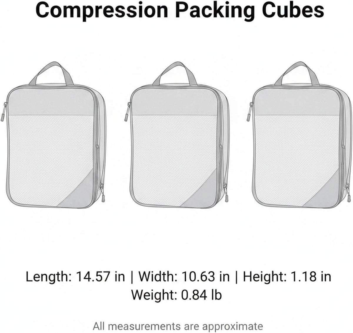 Compression Packing Cubes, Oxford Cloth Travel Organizers for Luggage, 4-Pack Carry-On Space Savers (Set of 4)