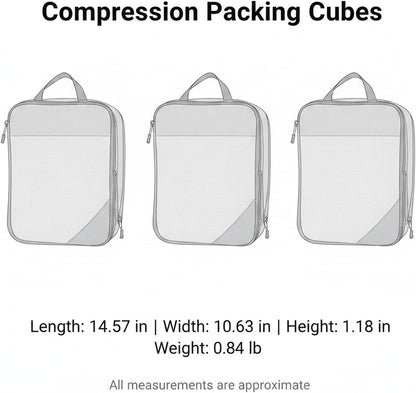 Compression Packing Cubes, Oxford Cloth Travel Organizers for Luggage, 4-Pack Carry-On Space Savers (Set of 4)