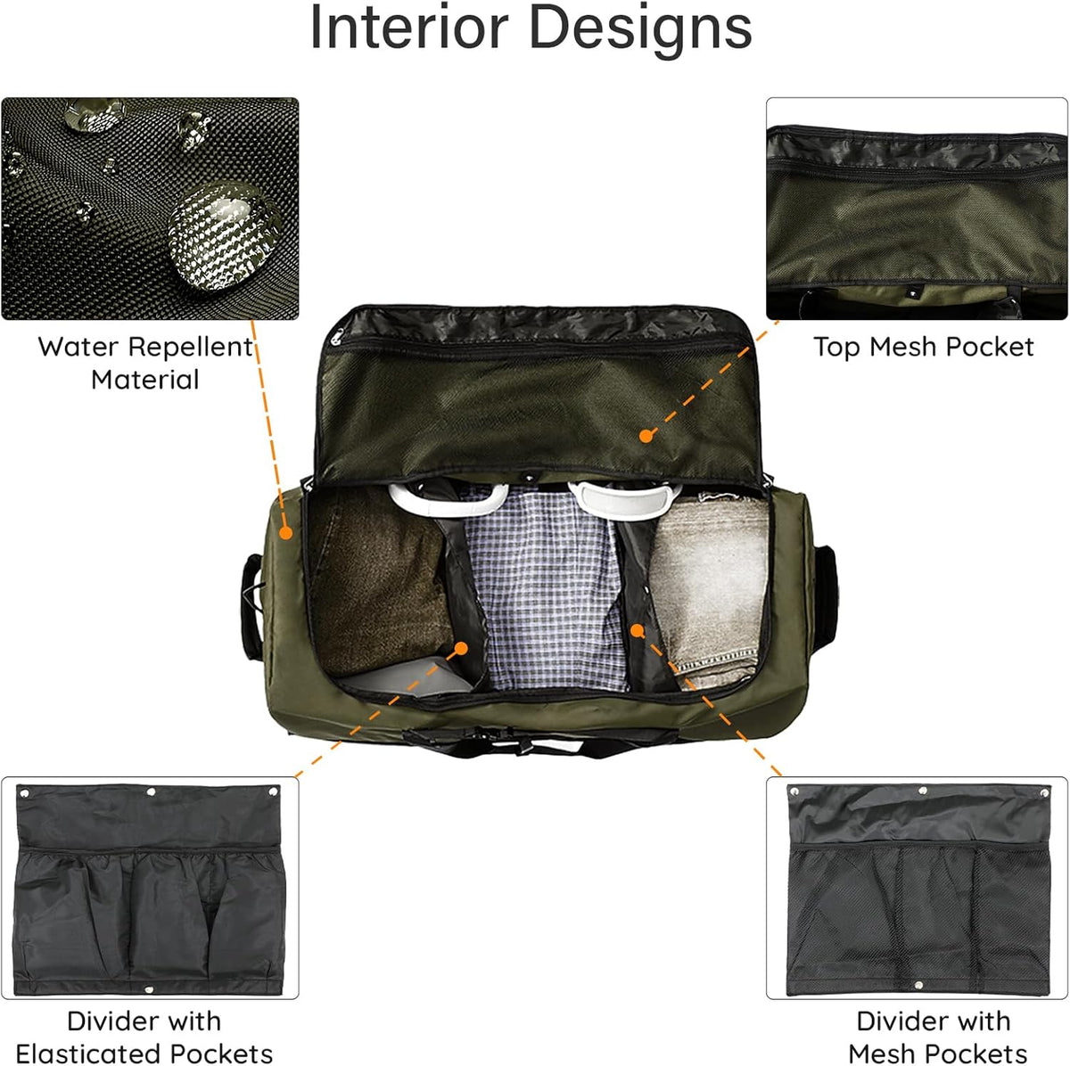 32" Soft-Sided Foldable Wheeled Duffle Bag, 110L Expandable 140L Rolling Travel Bag with Matching Storage Pouch, Updated Army Green