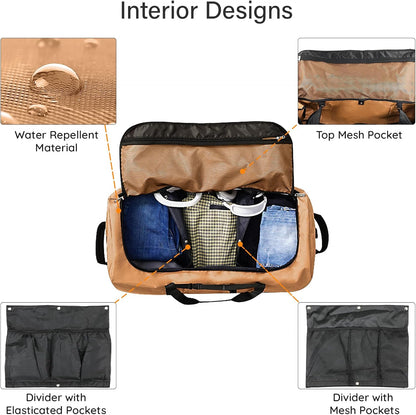 32" Soft-Sided Foldable Wheeled Duffle Bag, 110L Expandable 140L Rolling Travel Bag with Matching Storage Pouch, Updated Army Green