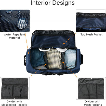 32" Soft-Sided Foldable Wheeled Duffle Bag, 110L Expandable 140L Rolling Travel Bag with Matching Storage Pouch, Updated Army Green