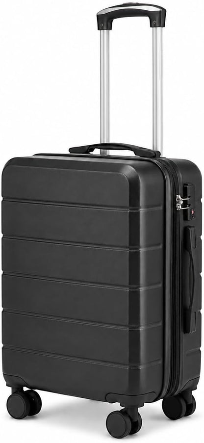 20 Inch Carry On Luggage 22x14x9 Airline Approved, Expandable ABS Hardside Suitcase with Spinner Wheels & TSA Lock, Lightweight 6.1 lbs Travel Suitcase for Business, Black