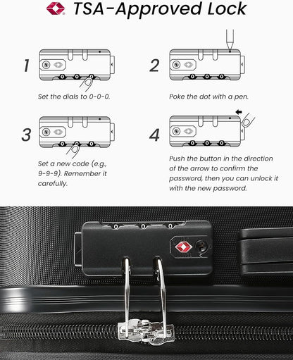 20 Inch Carry On Luggage 22x14x9 Airline Approved, Expandable ABS Hardside Suitcase with Spinner Wheels & TSA Lock, Lightweight 6.1 lbs Travel Suitcase for Business, Black