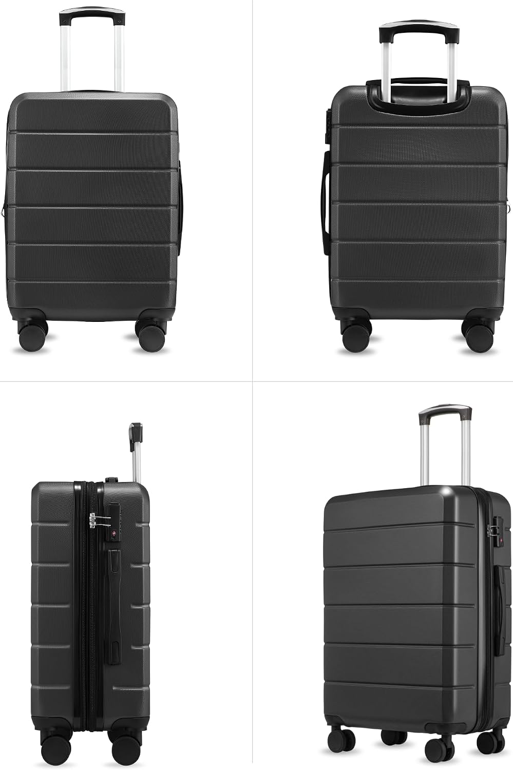 20 Inch Carry On Luggage 22x14x9 Airline Approved, Expandable ABS Hardside Suitcase with Spinner Wheels & TSA Lock, Lightweight 6.1 lbs Travel Suitcase for Business, Black