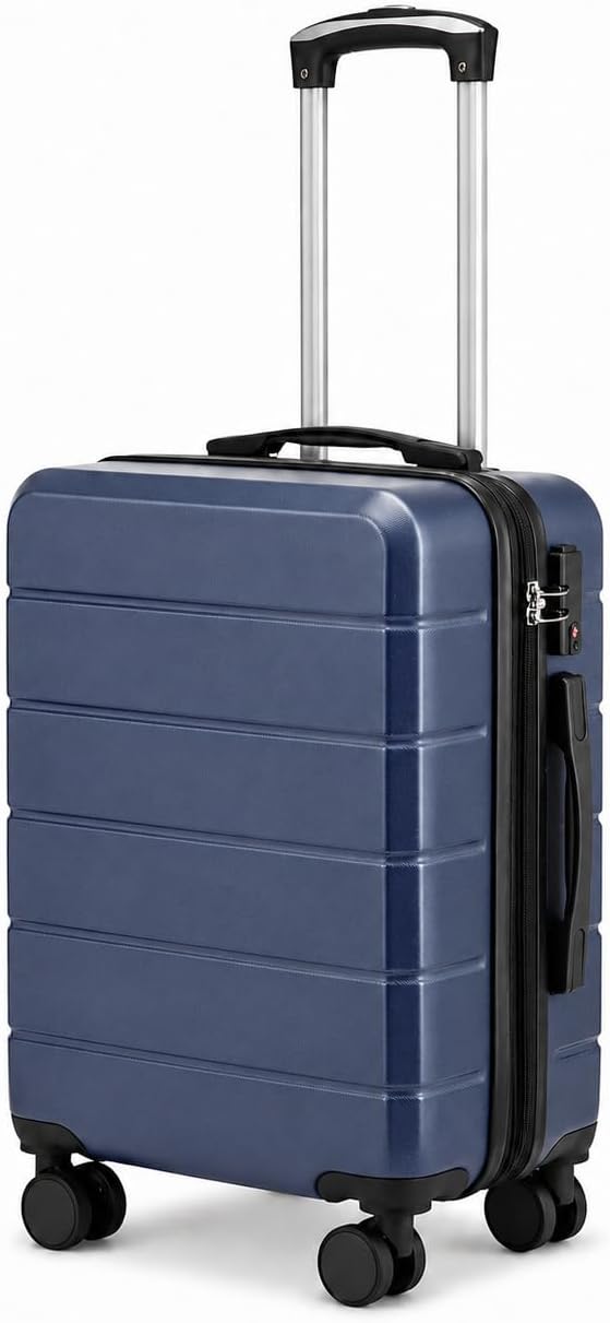 20 Inch Carry On Luggage 22x14x9 Airline Approved, Expandable ABS Hardside Suitcase with Spinner Wheels & TSA Lock, Lightweight 6.1 lbs Travel Suitcase for Business, Black