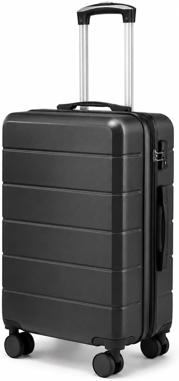 20 Inch Carry On Luggage 22x14x9 Airline Approved, Expandable ABS Hardside Suitcase with Spinner Wheels & TSA Lock, Lightweight 6.1 lbs Travel Suitcase for Business, Black