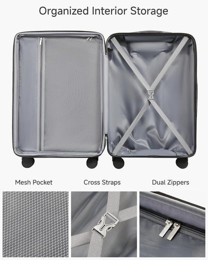 20 Inch Carry On Luggage 22x14x9 Airline Approved, Expandable ABS Hardside Suitcase with Spinner Wheels & TSA Lock, Lightweight 6.1 lbs Travel Suitcase for Business, Black