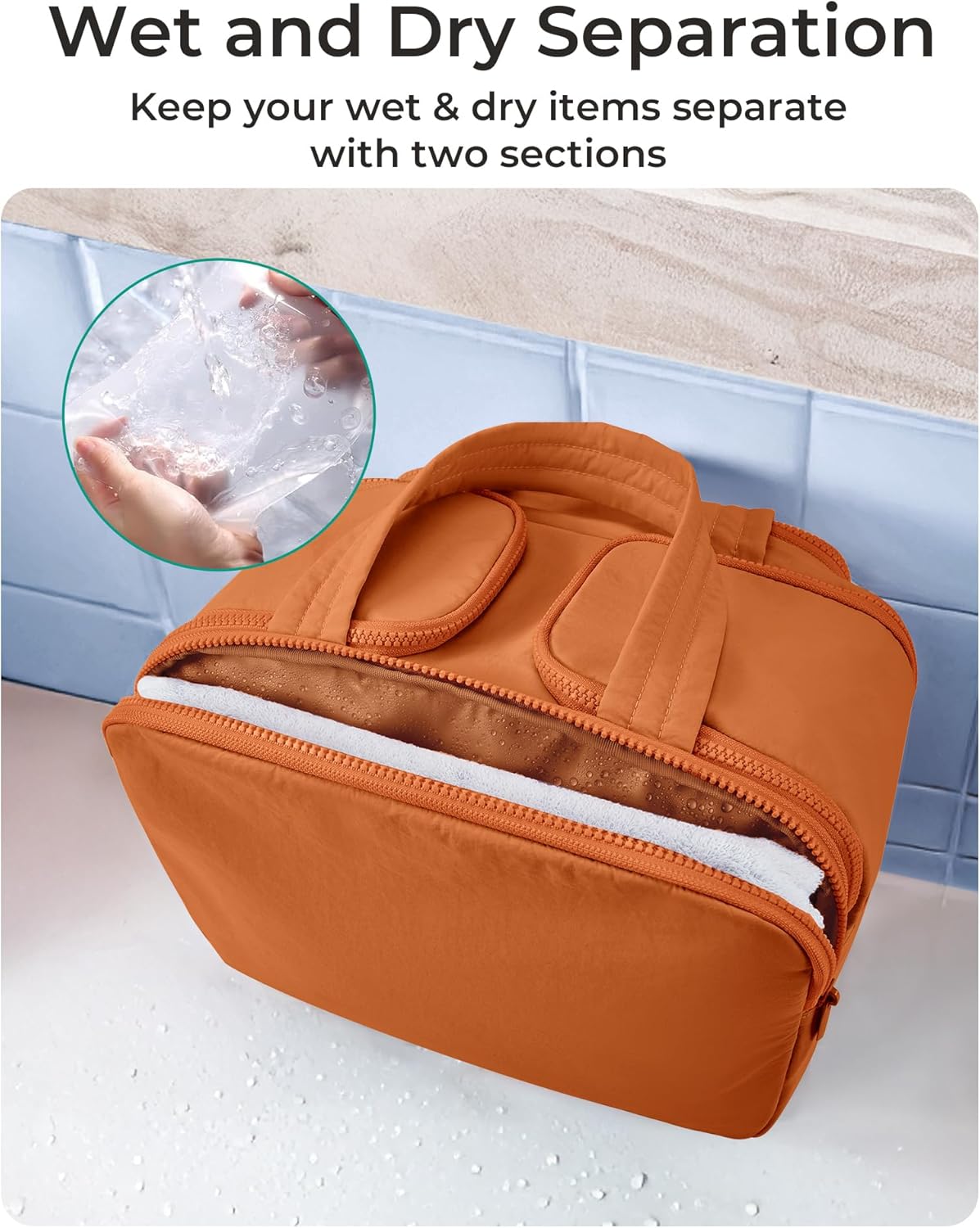 Travel Toiletry Bag, Lightweight Large Wide-open Travel Bag for Women, Puffy Cosmetic Makeup Bag Organizer with Handle for Accessories,Essentials, Toiletries, Black