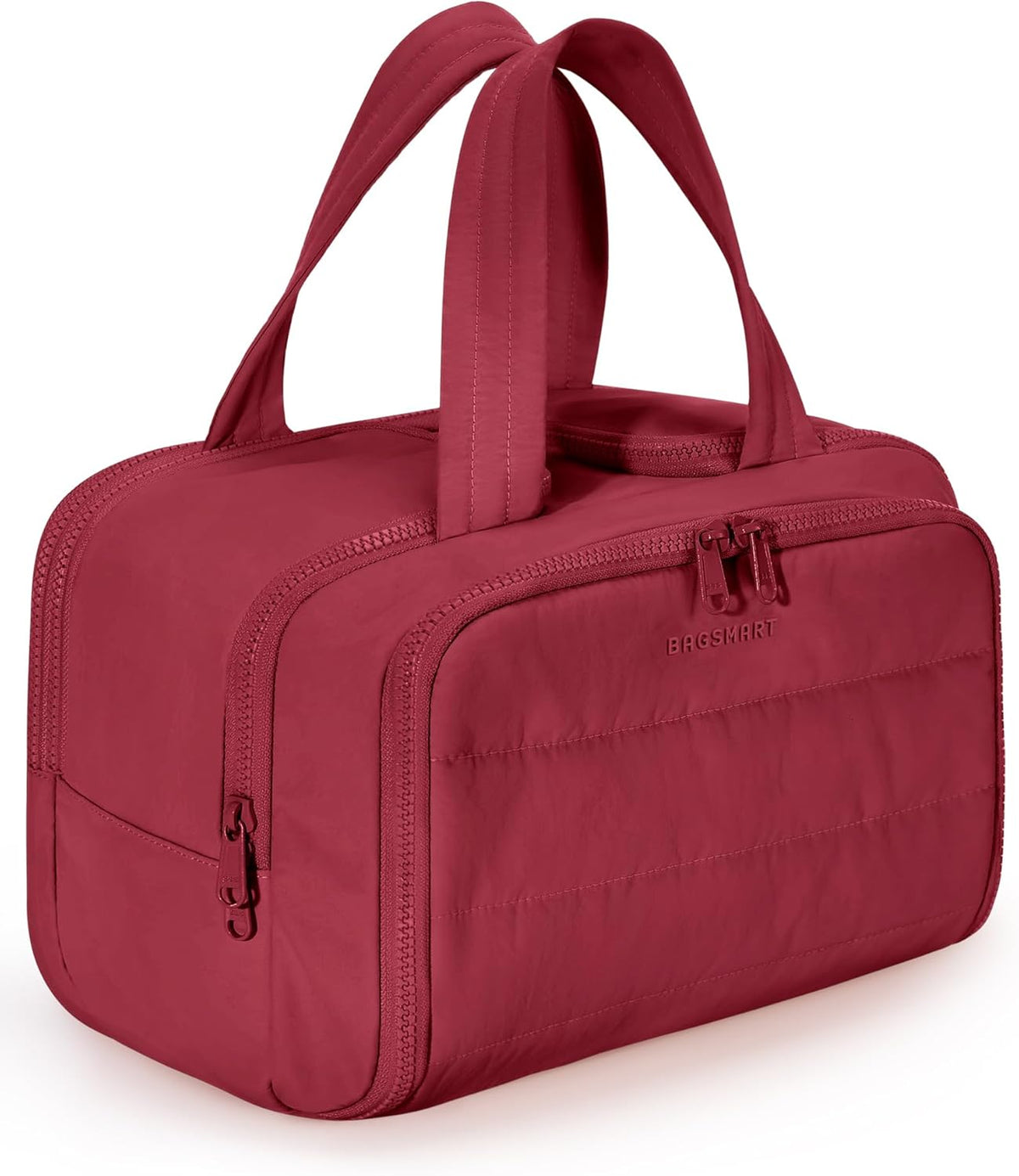 Travel Toiletry Bag, Lightweight Large Wide-open Travel Bag for Women, Puffy Cosmetic Makeup Bag Organizer with Handle for Accessories,Essentials, Toiletries, Black