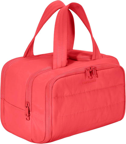 Travel Toiletry Bag, Lightweight Large Wide-open Travel Bag for Women, Puffy Cosmetic Makeup Bag Organizer with Handle for Accessories,Essentials, Toiletries, Black