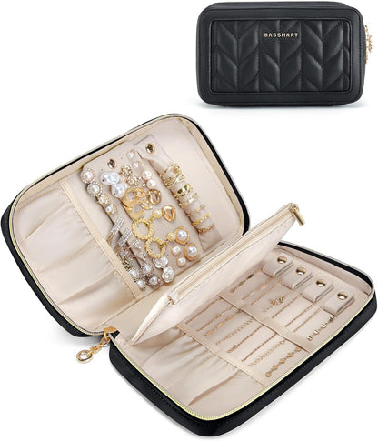 Travel Jewelry Case Jewelry Box Organizers and Storage Earings Holder Organizer for Women for Necklaces, Bracelets, Rings-Pink