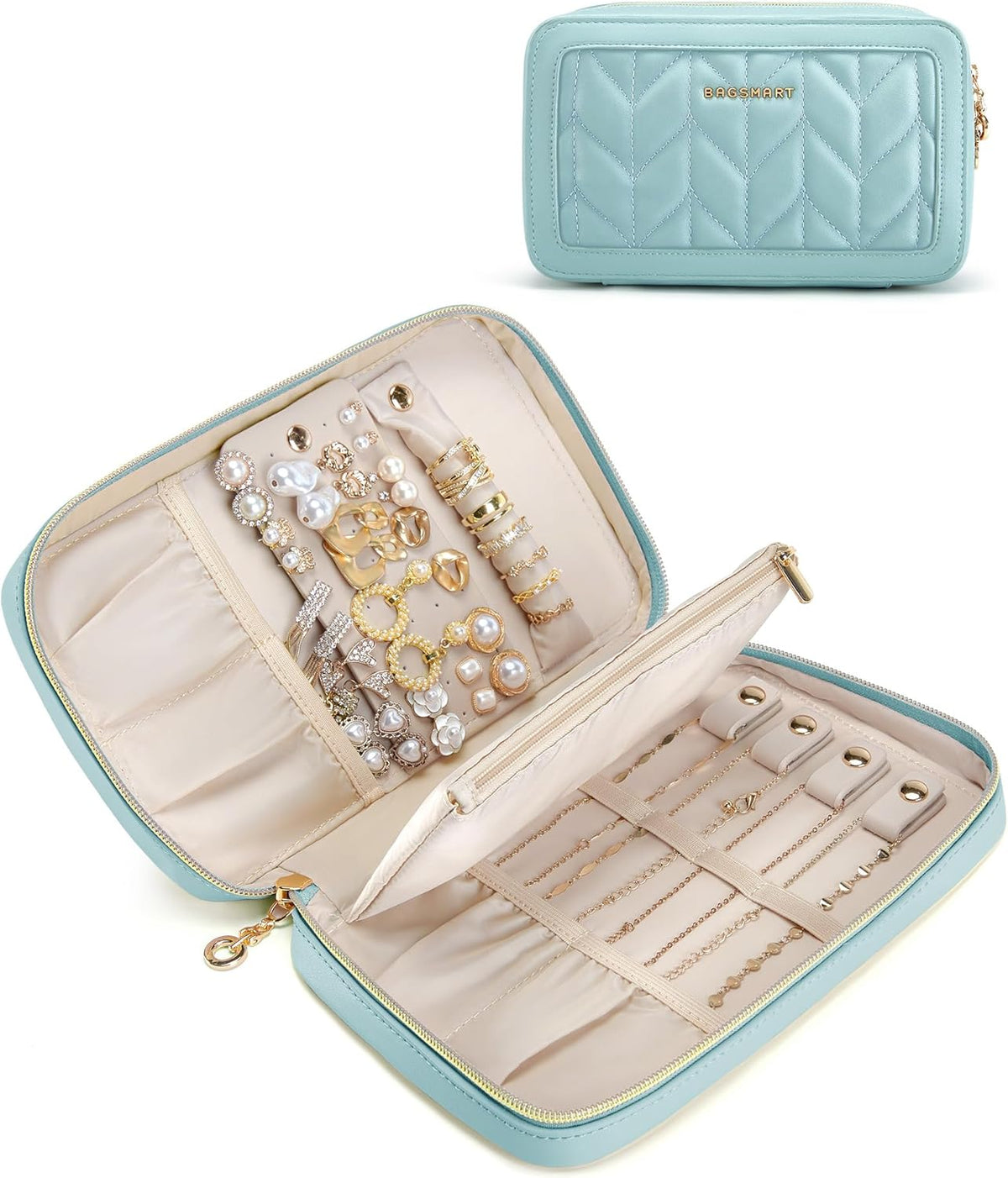 Travel Jewelry Case Jewelry Box Organizers and Storage Earings Holder Organizer for Women for Necklaces, Bracelets, Rings-Pink