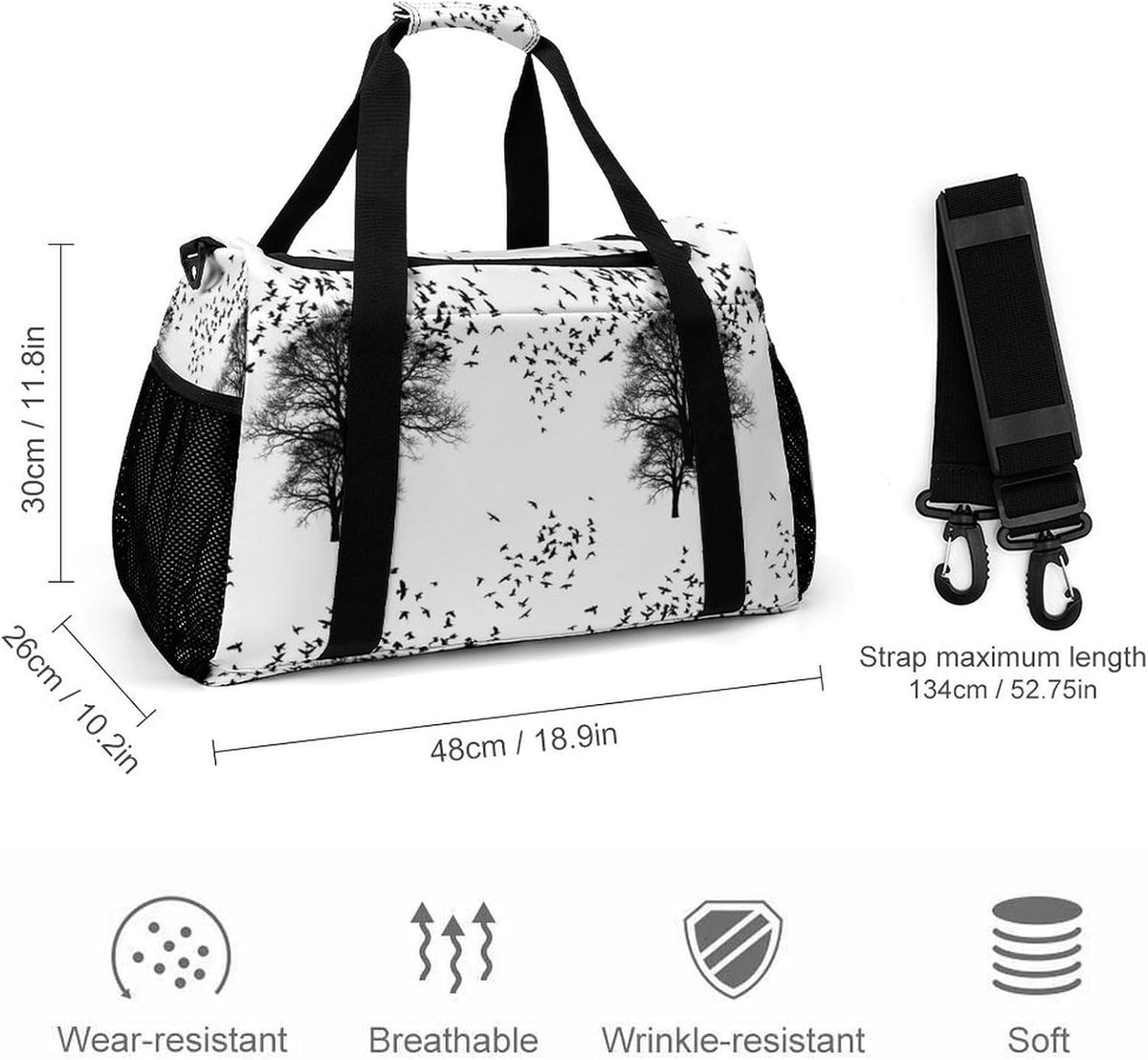 Overnight Weekender Duffel Bag Lightweight Carry On Travel Tote Bag Foldable for Men Women Gym
