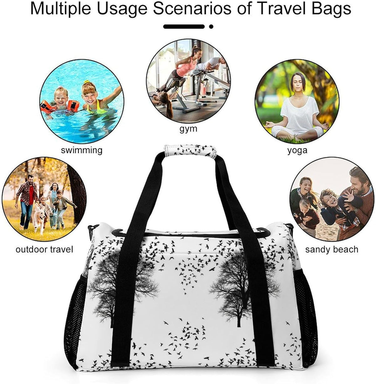 Overnight Weekender Duffel Bag Lightweight Carry On Travel Tote Bag Foldable for Men Women Gym